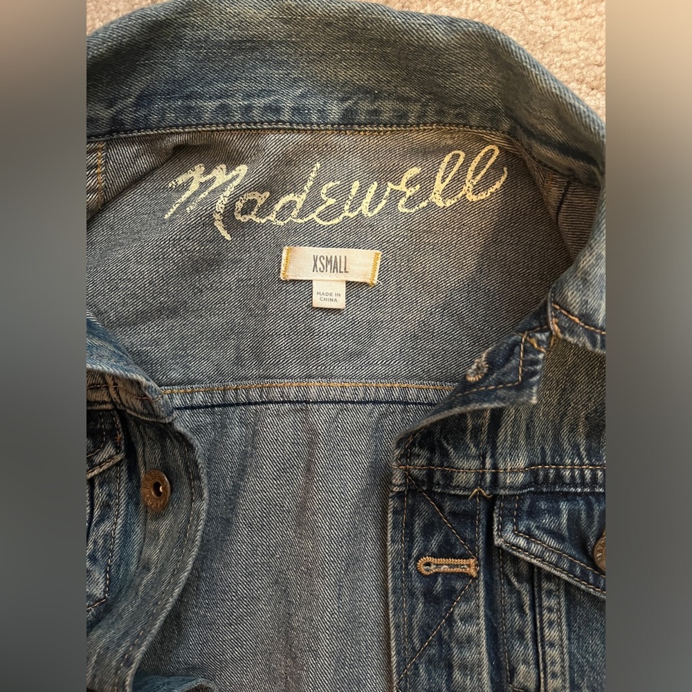 Madewell Medium Wash 100% Cotton Jean Vest Size XSmall - Picture 5 of 9